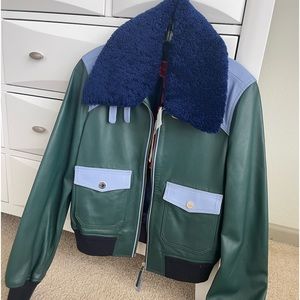 Tommy Hilfiger collection genuine leather jacket with faux removable fur